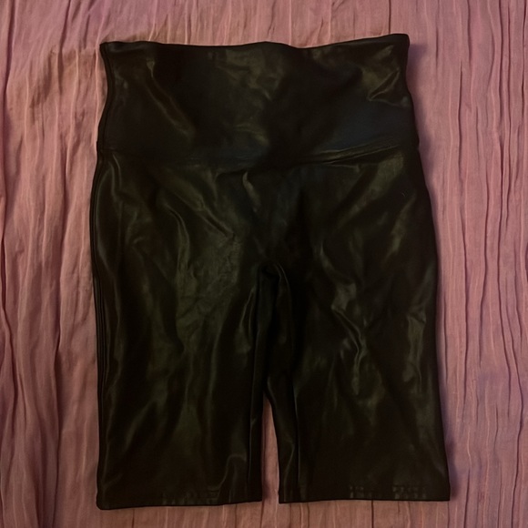 Spanx Women's Black Faux Leather Bike Shorts - Picture 11 of 13